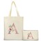 Initial Canvas Tote Bag with Zipper Pockets,Personalized Totes for Women Bridesmaids Teacher,Cosmetic Makeup Bag,Monogrammed Gifts for Wedding Birthday (Letter A)